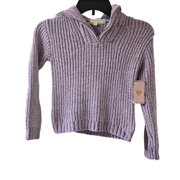 Btween Kids 5 Lilac Chenille Hoodie Sweater Metallic Knit NWT Holiday Cozy - Picture 4 of 10